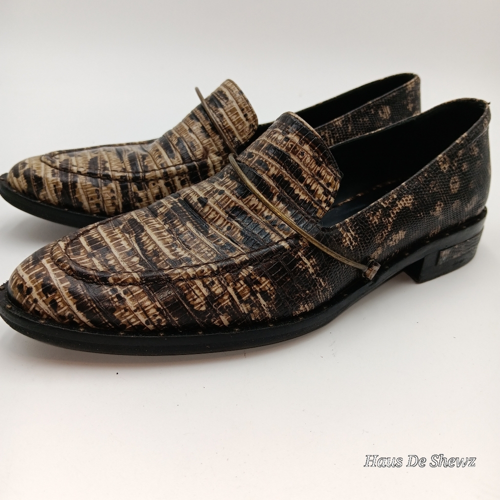 Freda Salvador Snake Embossed Loafers